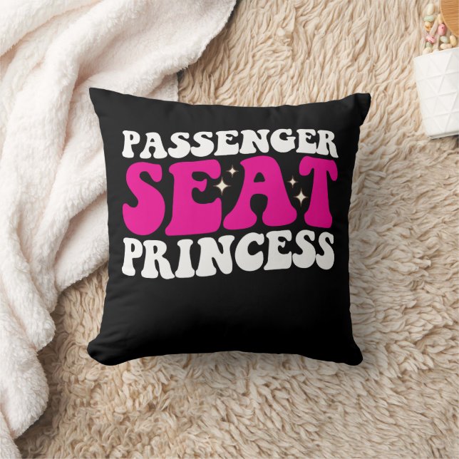 Passenger Seat Princess Girl Car Groovy Retro Throw Pillow (Blanket)