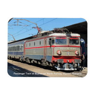 Passenger Train at Bucharest Railway Station on a Magnet