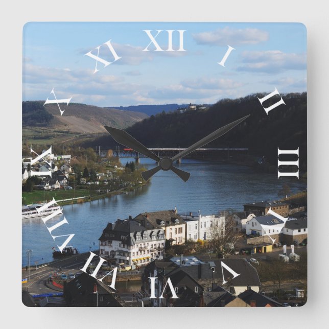 passenger train in Bullay Square Wall Clock (Front)