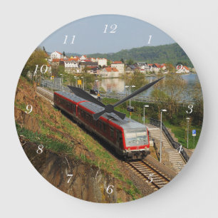 Passenger train in Herzhausen on the Edersee Large Clock