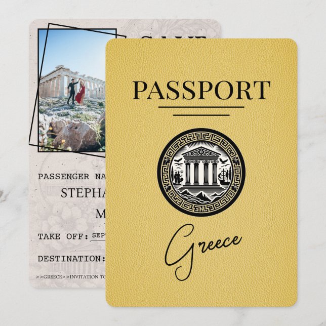 Passeport de Grèce Jaune Enregistrer la carte Date (Devant / Derrière)