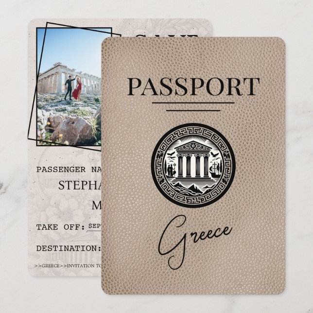 Passeport de la Grèce beige Enregistrer la carte D (Devant / Derrière)