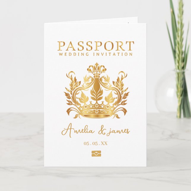Passeport Destination Mariage Faux invitation en o (Devant)