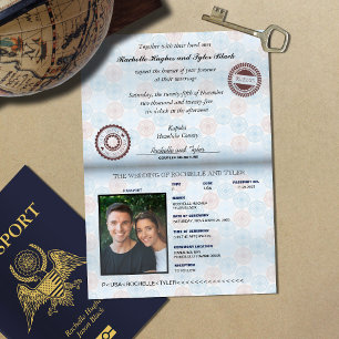 Passeport Faire-part de mariage avec véritable emb