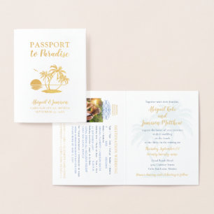 Passeport Faire-part de mariage Plage Palm Tree Fo