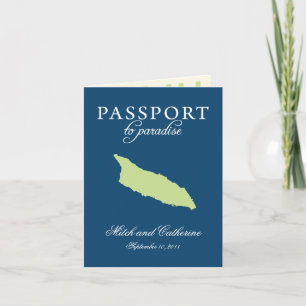 Passeport Mariage bleu et vert Aruba Invitation