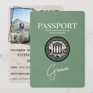 Passeport Sage Green Grèce Enregistrer la carte Da