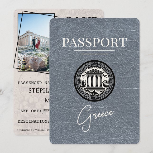 Passeport Silver Greece Enregistrer la carte Date (Devant / Derrière)