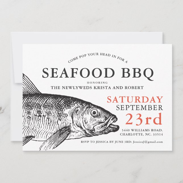 Passez La Tête | Funny Fish Fry Invitation (Devant)