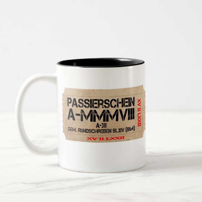 passierschein a38 3008 Two-Tone coffee mug (Left)