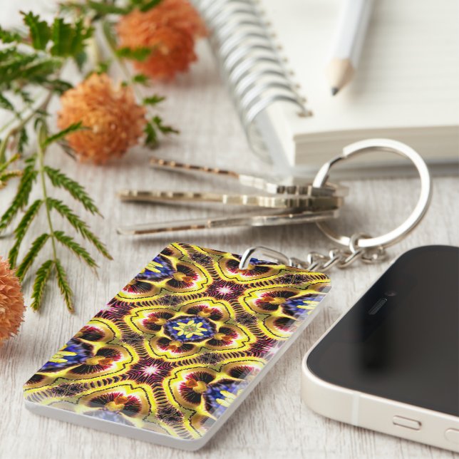 Passiflora Caerulea Pattern Keychain (Front Right)