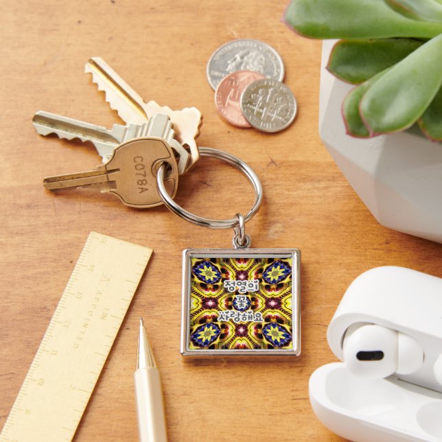 Passiflora Caerulea Pattern Keychain (Desk)