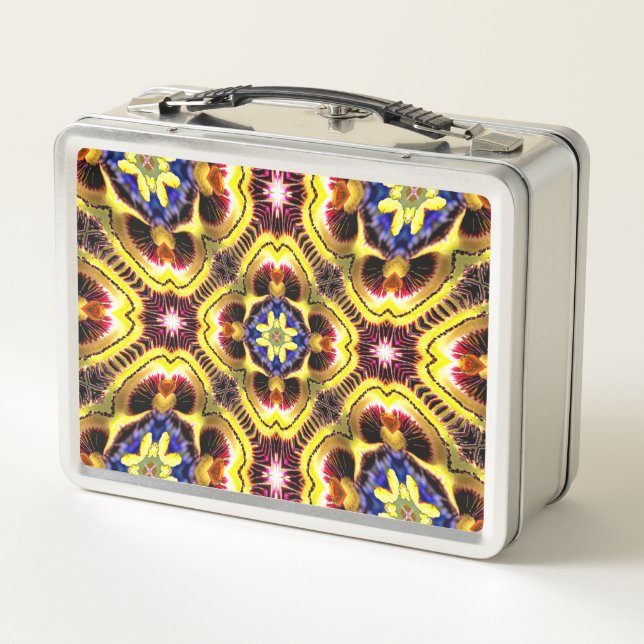 Passiflora Caerulea Pattern Metal Lunch Box (Back)