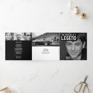 Passing of a legend Funeral service mono 12 photo Tri-Fold Programme