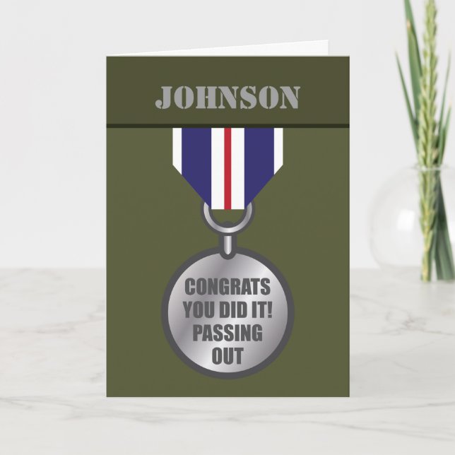 Passing Out Parade, British Army Medal Congrats Card (Front)