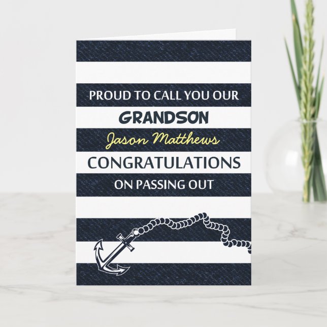 Passing Out Parade Navy Sailor Grandson Congrats Card (Front)