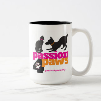 Passion 4 Paws Logo with Dog & Cat Two-Tone Coffee Mug