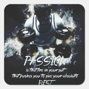 PASSION - Bodybuilding Workout Motivational Square Sticker