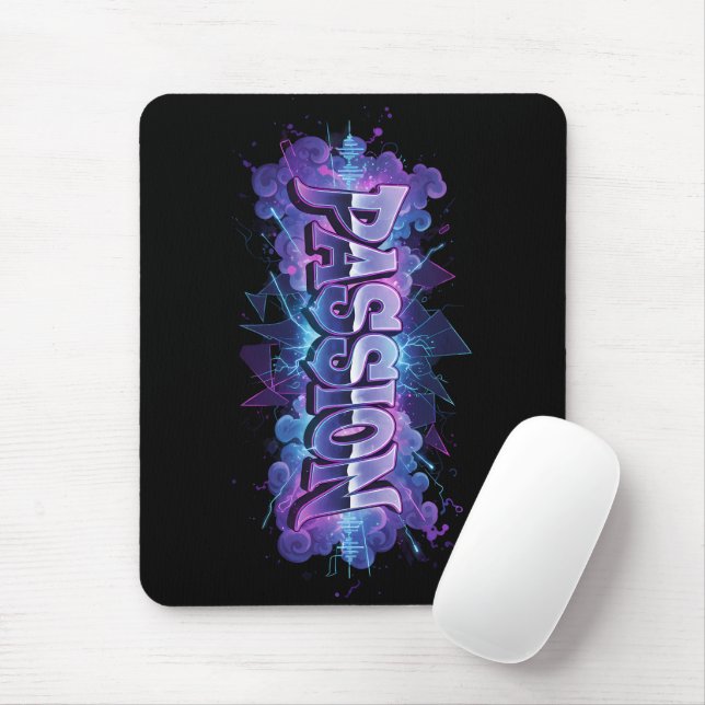 Passion Cyberpunk Typography – Vibrant Modern Word Mouse Pad (With Mouse)