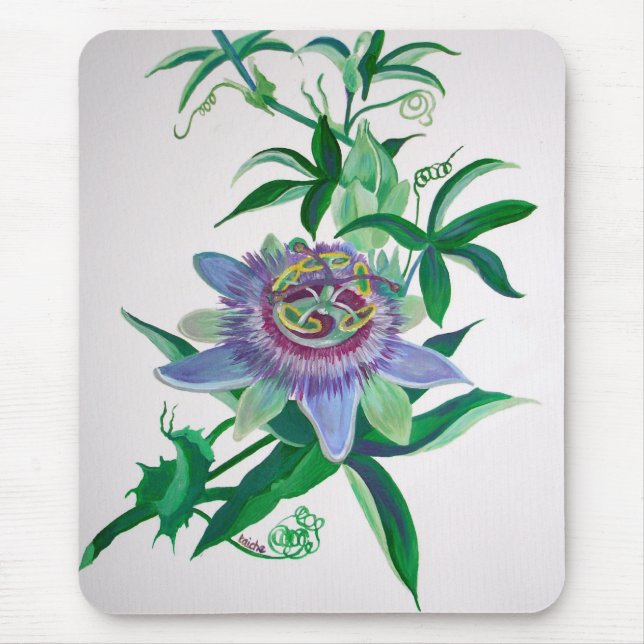 Passion Flower Botanical Art Mouse Pad (Front)