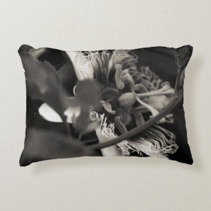 Passion Flower Closeup in Black and White Accent Pillow