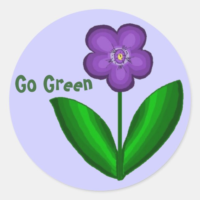 Passion Flower...Go Green Classic Round Sticker (Front)