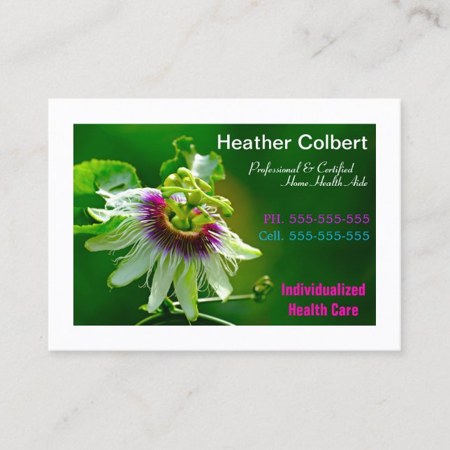 Passion Flower There To Help You Caregiver  Business Card (Front)