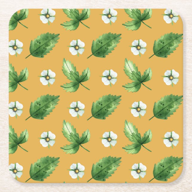 Passion Flower Vine Square Paper Coaster (Front)