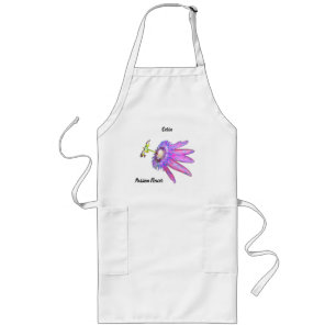 Passion Flower with Name Long Apron