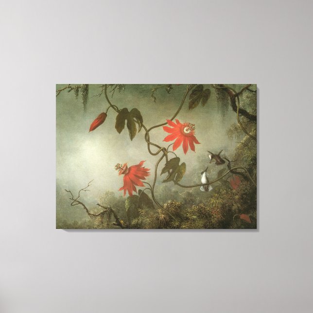 Passion Flowers and Hummingbirds by Martin J Heade Canvas Print (Front)