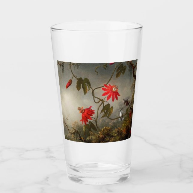 Passion Flowers with Hummingbirds Heade Glass (Front)