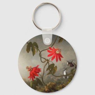 Passion Flowers with Hummingbirds Heade Keychain