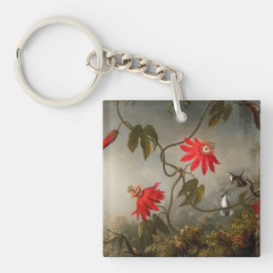 Passion Flowers with Hummingbirds Heade Keychain