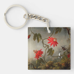Passion Flowers with Hummingbirds Heade Keychain