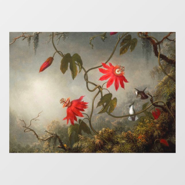 Passion Flowers with Hummingbirds Heade Window Cling (Sheet)