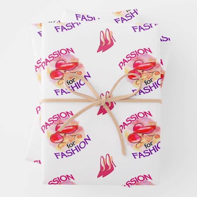 'Passion For Fashion' - Style A Wrapping Paper Sheet (In situ)