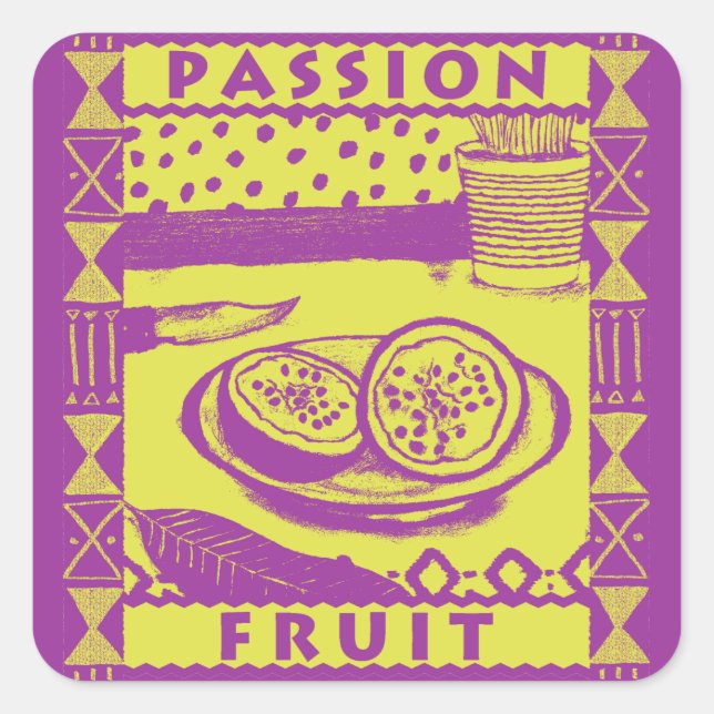 Passion Fruit Square Sticker (Front)