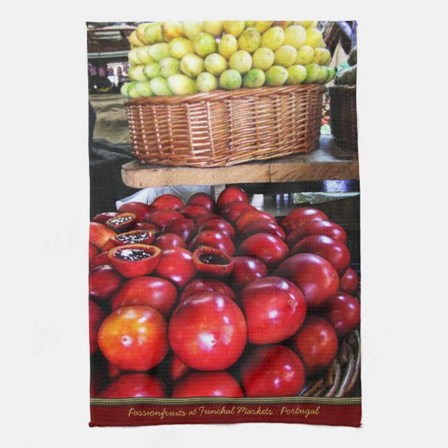 Passion Fruits @ Funchal Markets, Madeira Portugal Kitchen Towel (Vertical)