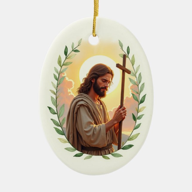 Passion of St John the Baptist God's Peace Ceramic Ornament (Front)
