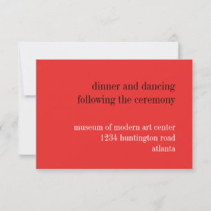 Passion red black typography reception enclosure invitation