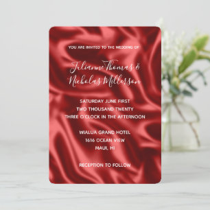 Passion Red Faux Satin Wedding  Invitation