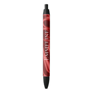 Passion Red Romantic Faux Satin  Black Ink Pen