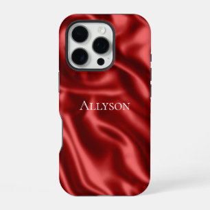 Passion Red Romantic Faux Satin iPhone 16 Pro Case