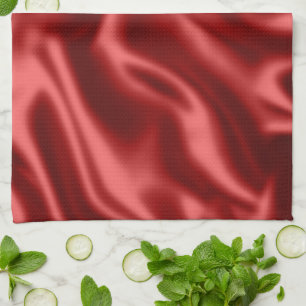 Passion Red Romantic Faux Satin Kitchen Towel