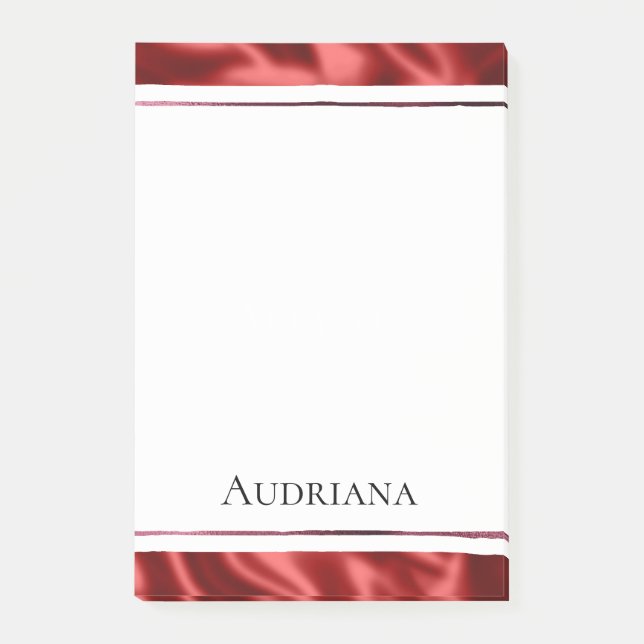 Passion Red Romantic Faux Satin  Post-it Notes (Front)