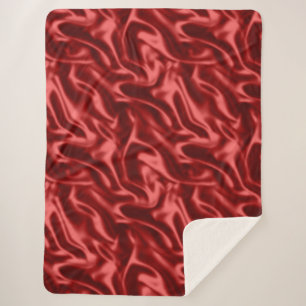 Passion Red Romantic Faux Satin  Sherpa Blanket