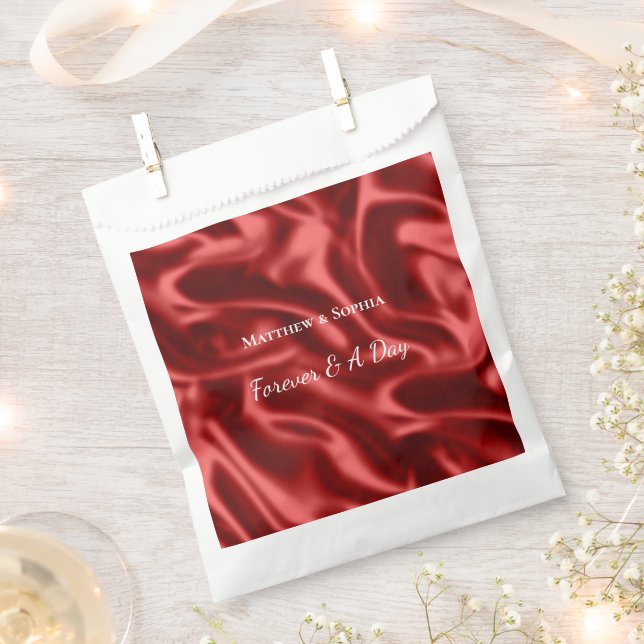Passion Red Romantic Faux Satin Wedding Favour Bag (Clipped)