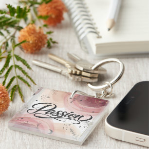 Passion Script Elegant Minimalist Typography Keychain
