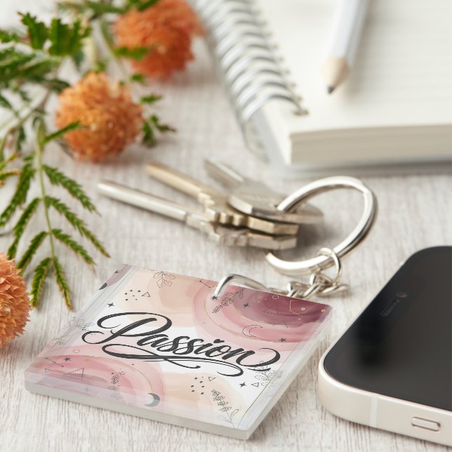 Passion Script | Elegant Minimalist Typography Keychain (Front Right)