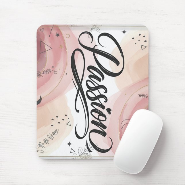 Passion Script | Elegant Minimalist Typography Mouse Pad (With Mouse)